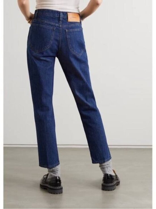 Frame Le Italien Womens Blue Dark Wash High Rise True Straight Jeans Sz 27 - Picture 2 of 12